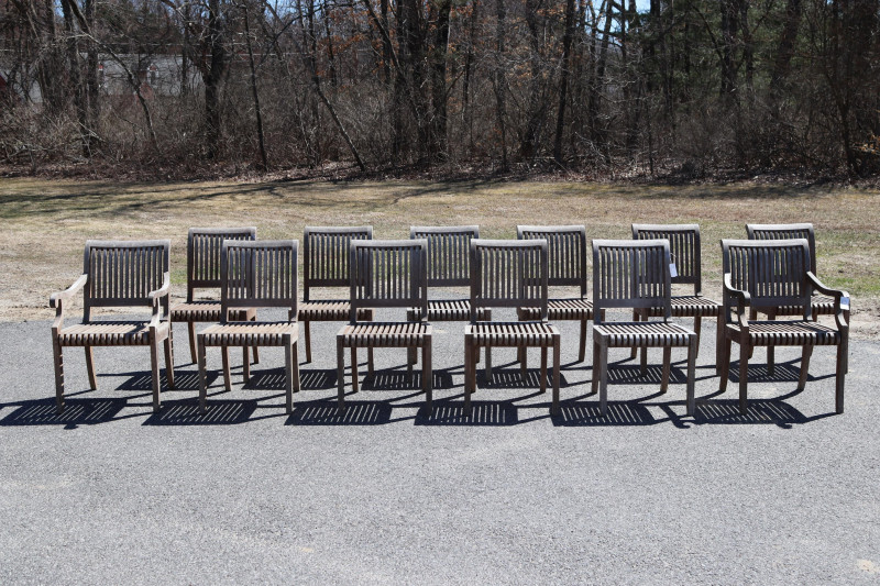 Set of 12 Smith Hawken Teak Dining Chairs
