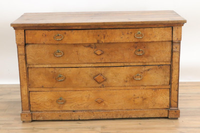 Image for Lot 18th C Continental Burlwood Four Drawer Low Chest