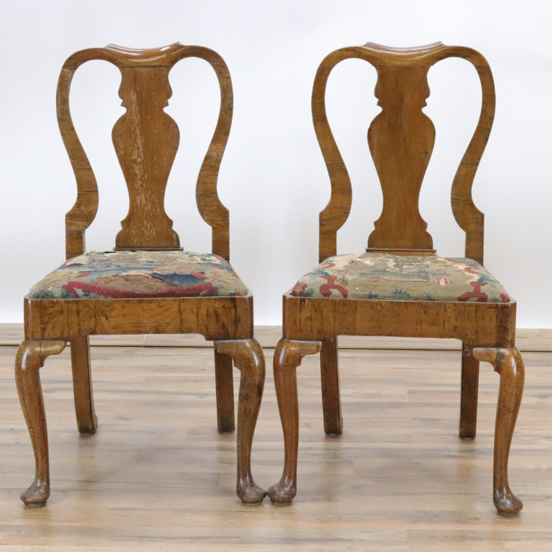Pair of George I Walnut Side Chairs 18th C