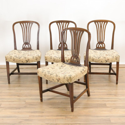 Image for Lot Set of 4 George III Mahogany Side Chairs 18th C