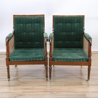 Image for Lot Pair Late George III Caned Library Chairs 19th C