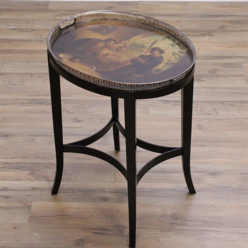 Hand Painted Old Master Serving Tray Table
