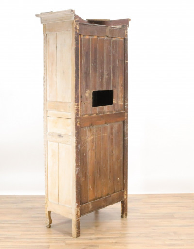 19C Carved Bonnetiere One Door Tall Cabinet