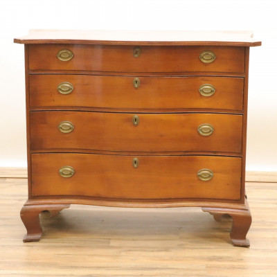 19C Cherry Chippendale Serpentine Chest of Drawers