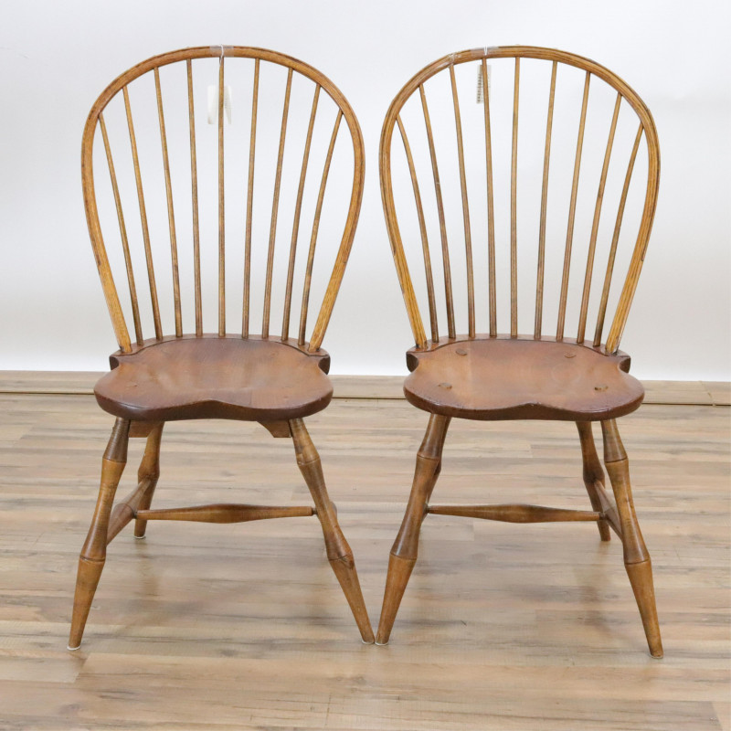 Pair English Windsor Side Chairs