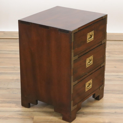 Image for Lot Small Campaign Style Brass Mahogany Chest