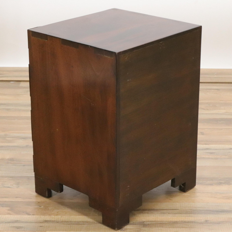 Small Campaign Style Brass Mahogany Chest