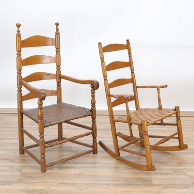 Eight 19th C Windsor and Ladderback Chairs