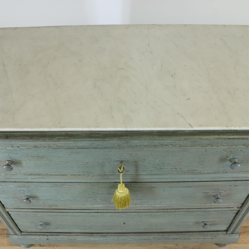 Antiqued Painted Marble Top Chest of Drawers