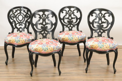 Image for Lot 4 Victorian Carved Wood Upholstered side chairs