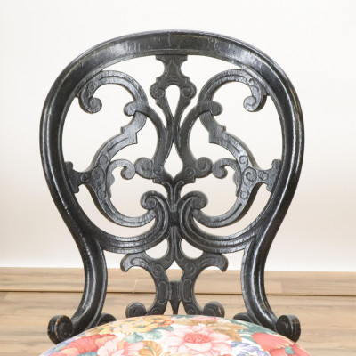 4 Victorian Carved Wood Upholstered side chairs