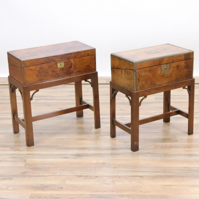 2 Victorian Brass Mounted Walnut Lap Desks