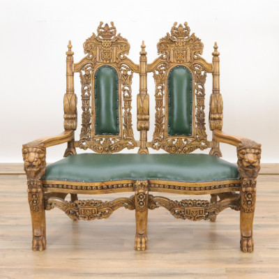 Image for Lot Children's Carved Throne Settee