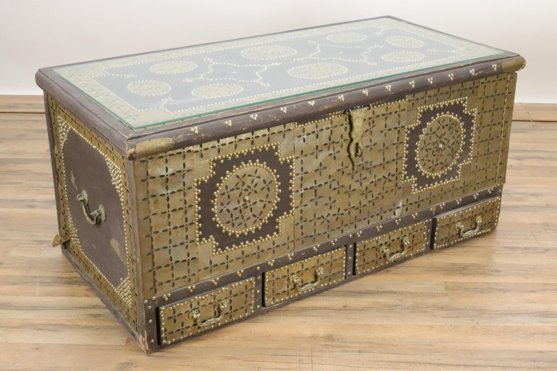 Moroccan Style Dowry Chest glass top