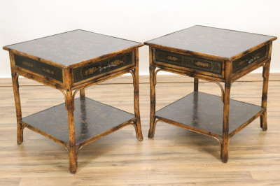 Image for Lot Pair of Theodore Alexander Chinoiserie End Tables