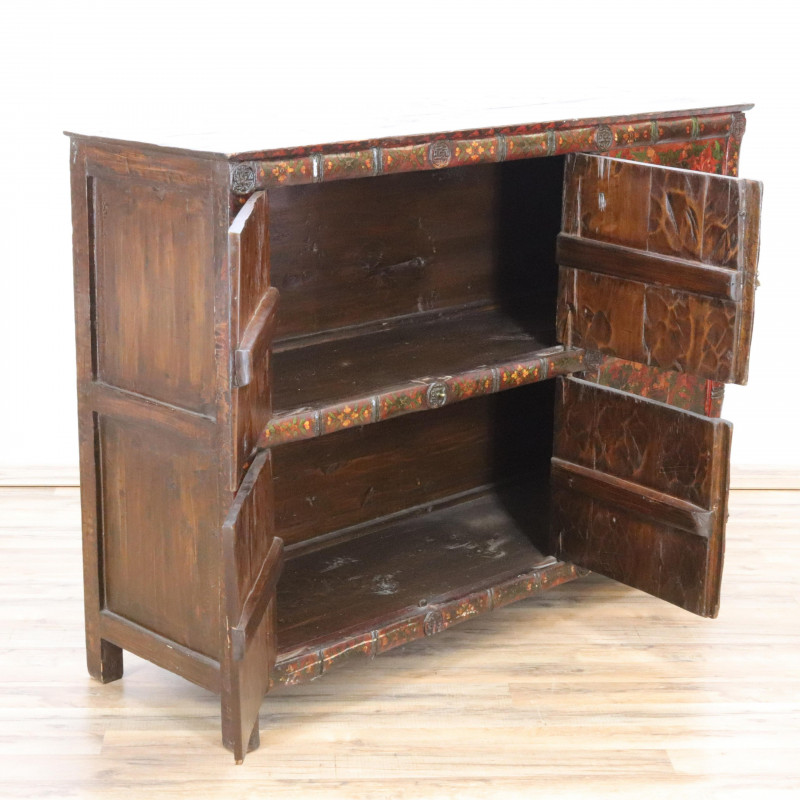 Tibetan Polychromed Lacquer Altar Cabinet