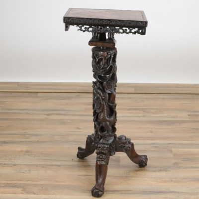 Image for Lot Chinese Dragon Carved Tripod Table
