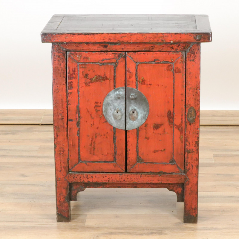 Small Chinese Scarlet Black Lacquer Cabinet