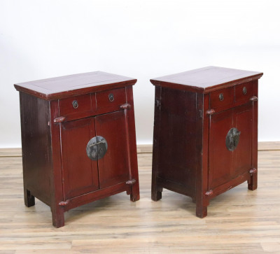 Image for Lot Pair of Chinese Scarlet Lacquer Cabinets