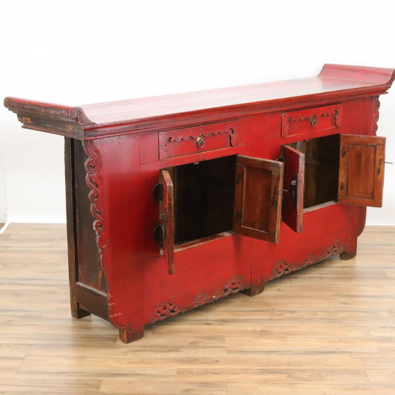 Chinese Red Lacquer Altar Table
