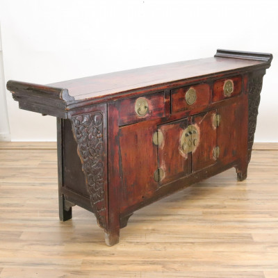 Chinese Lacquer and Carved Altar Coffer