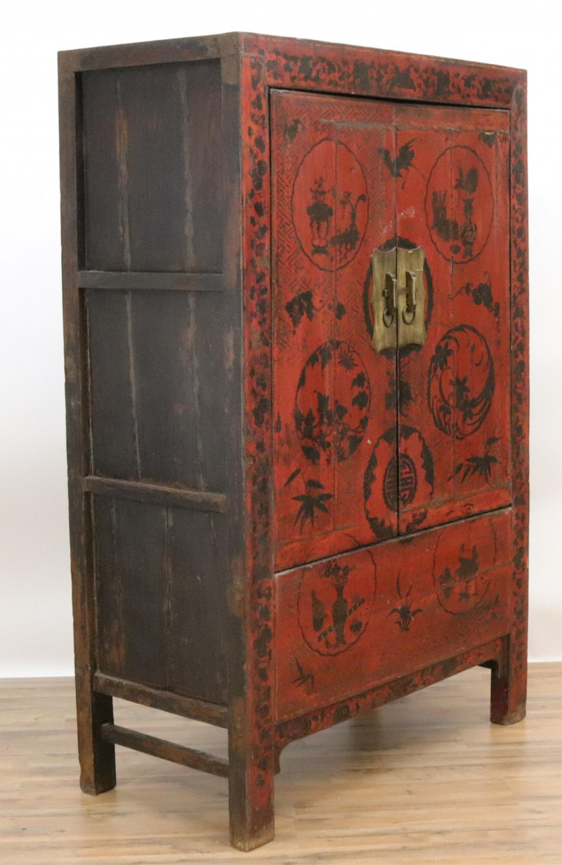Chinese Two Door Lacquered Storage Cabinet