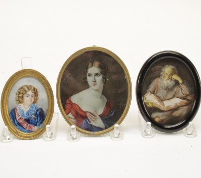 Image for Lot Three 19th C Continental Miniature Portraits