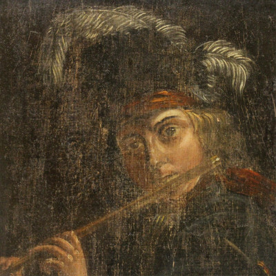 The Flute Player possibly Flemish O/P
