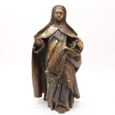 Image for Lot Spanish Baroque Style Polychromed Figure of Saint