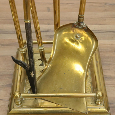 E 20th C Brass Fireplace Tools poss Wm H Jackson