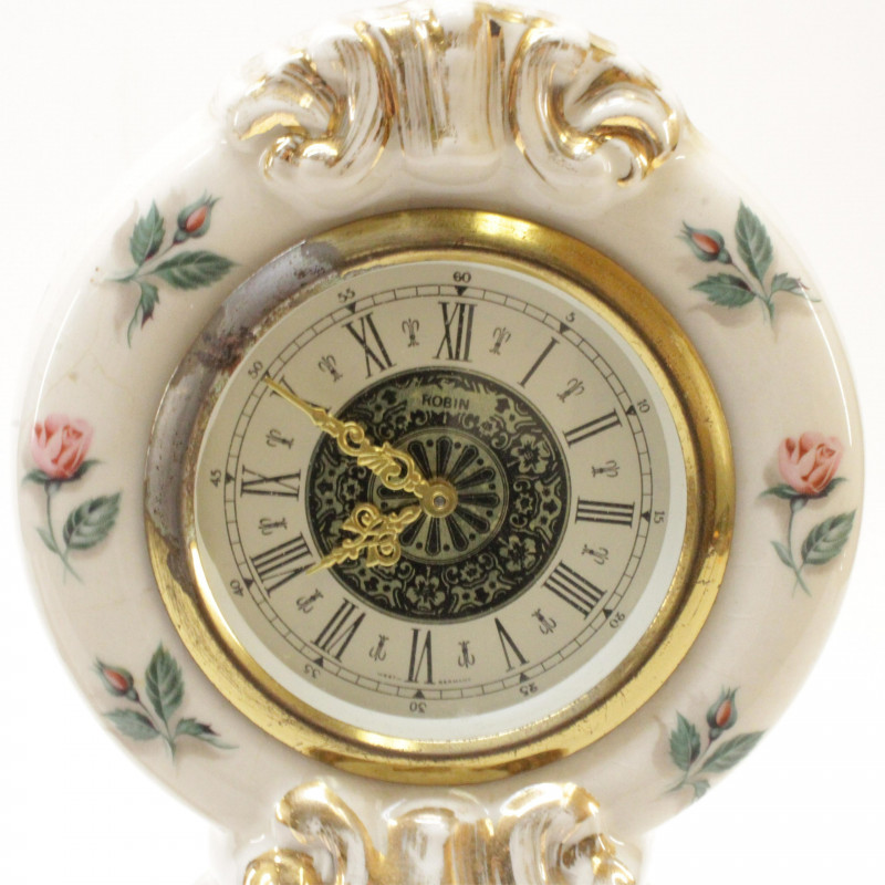 German Porcelain Clock New Haven Gilt Clock