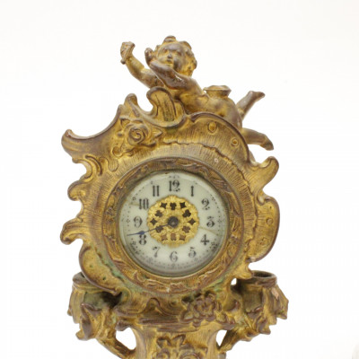 German Porcelain Clock New Haven Gilt Clock