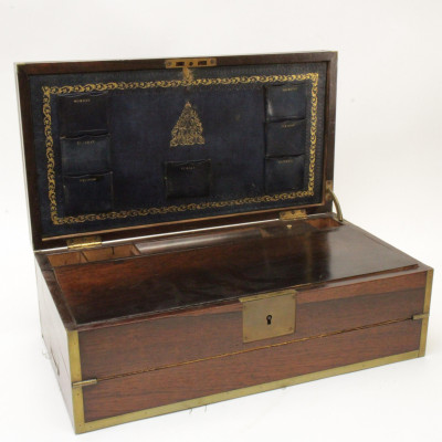 Image for Lot Victorian Brass Bound Rosewood Lap Desk 19 C