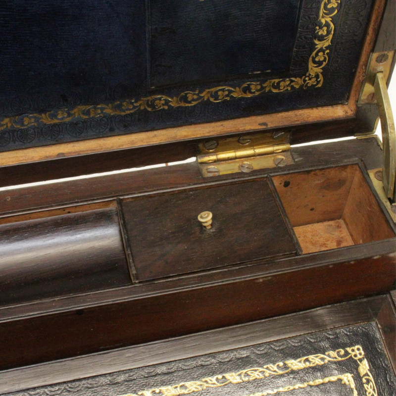 Victorian Brass Bound Rosewood Lap Desk 19 C