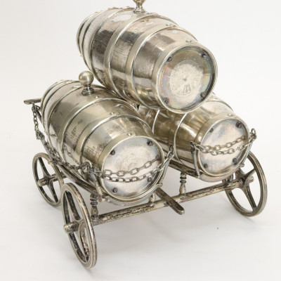 Victorian Silverplate Horse Cart Tantalus