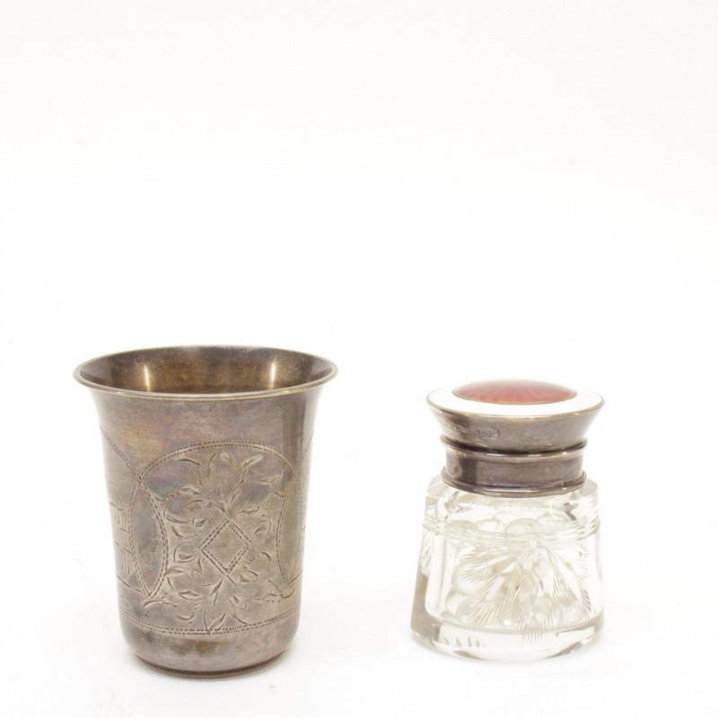 Russian Silver Toasting Cup English Silver Jar