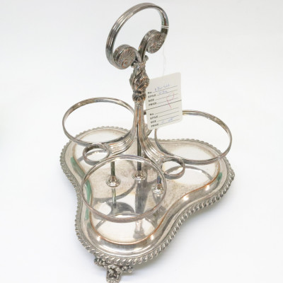 Victorian Bristol Glass Silver Decanter Set