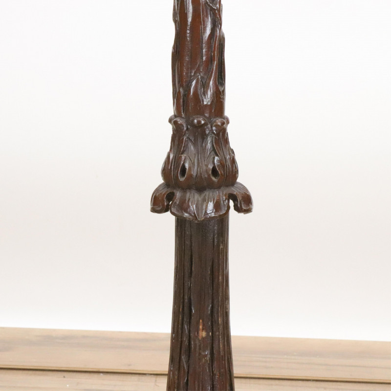 Ornately Carved Tall Wooden Floor Lamp