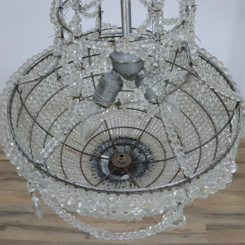 NeoClassical Style Beaded Basket Chandelier