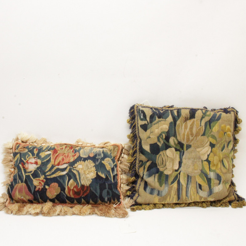 3 18th C Tapestry Fragment Pillows