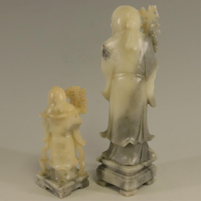 Two Chinese Soapstone Shouxing Figures