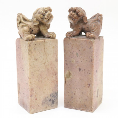 Image for Lot Pair of Fu Lion Soapstone Seals