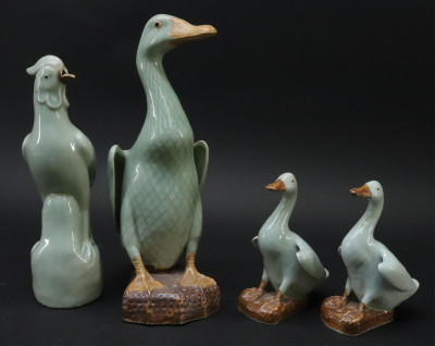 Image for Lot Grouping of Four Chinese Celadon Birds