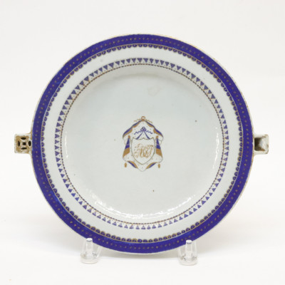 Image for Lot Chinese Export Porcelain Armorial Warming Plate