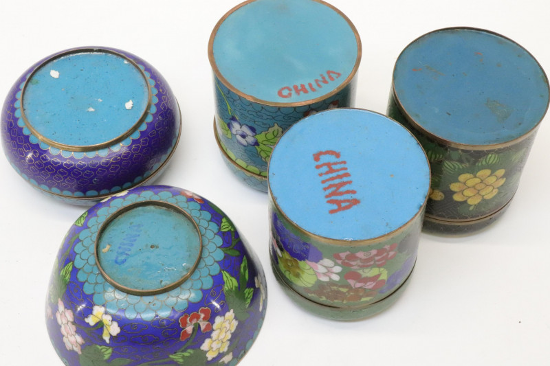 Group of Five Cloisonne Containers