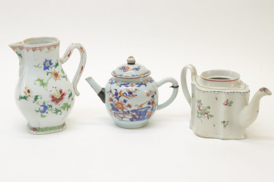Three Chinese Export Porcelain Teapots