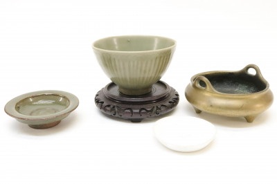 Group of Song Ceramics and Bronze Censor