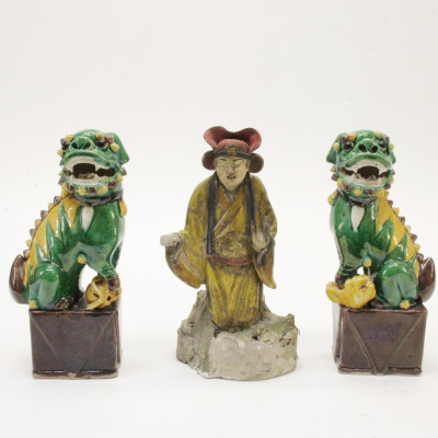 Image for Lot Ming Style Guardian Lions and Roof Tile Figure