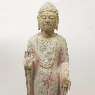 Two Standing Stone Buddhist Figures