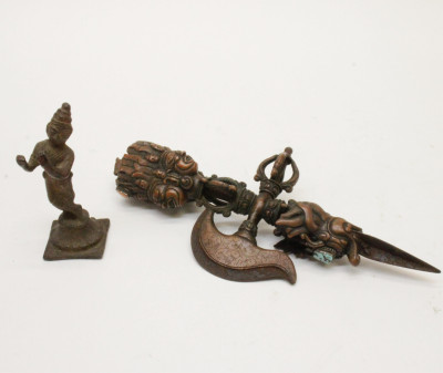 Copper Alloy Tibetan Dorje Ax with Iron Blades